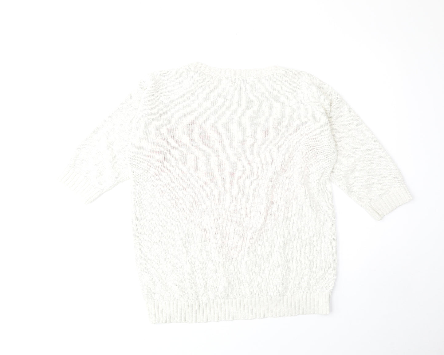 NEXT Womens Ivory Scoop Neck Cotton Pullover Jumper Size 12 - Heart