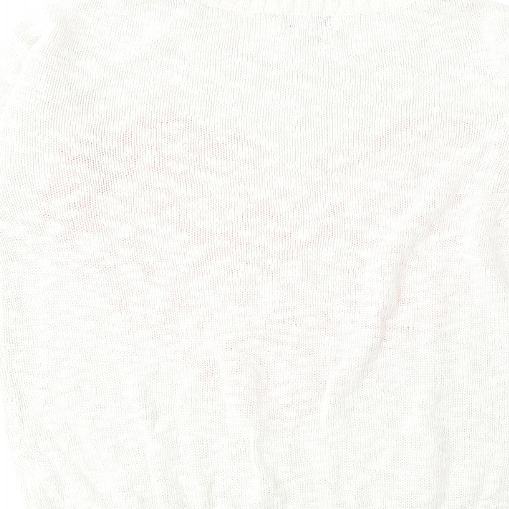 NEXT Womens Ivory Scoop Neck Cotton Pullover Jumper Size 12 - Heart