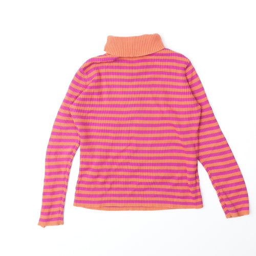 George Girls Pink Roll Neck Striped 100% Cotton Pullover Jumper Size 8-9 Years Pullover