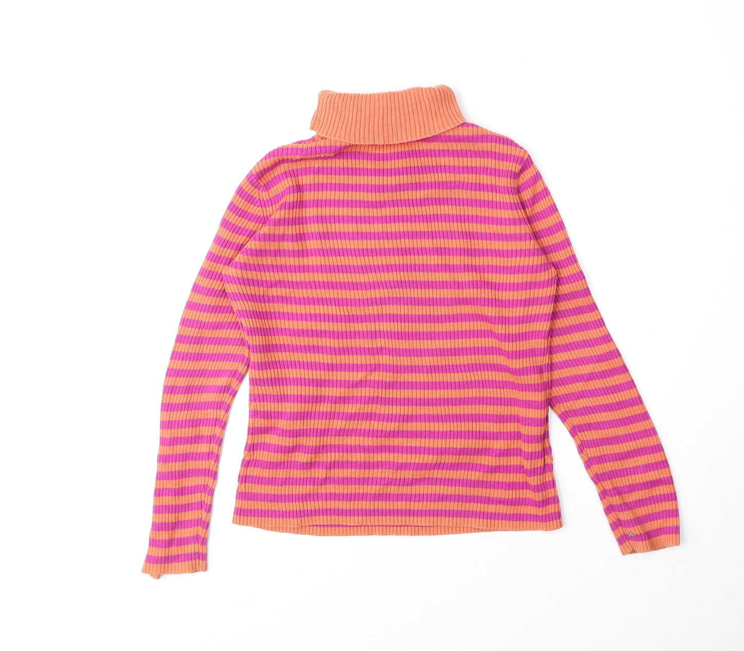 George Girls Pink Roll Neck Striped 100% Cotton Pullover Jumper Size 8-9 Years Pullover