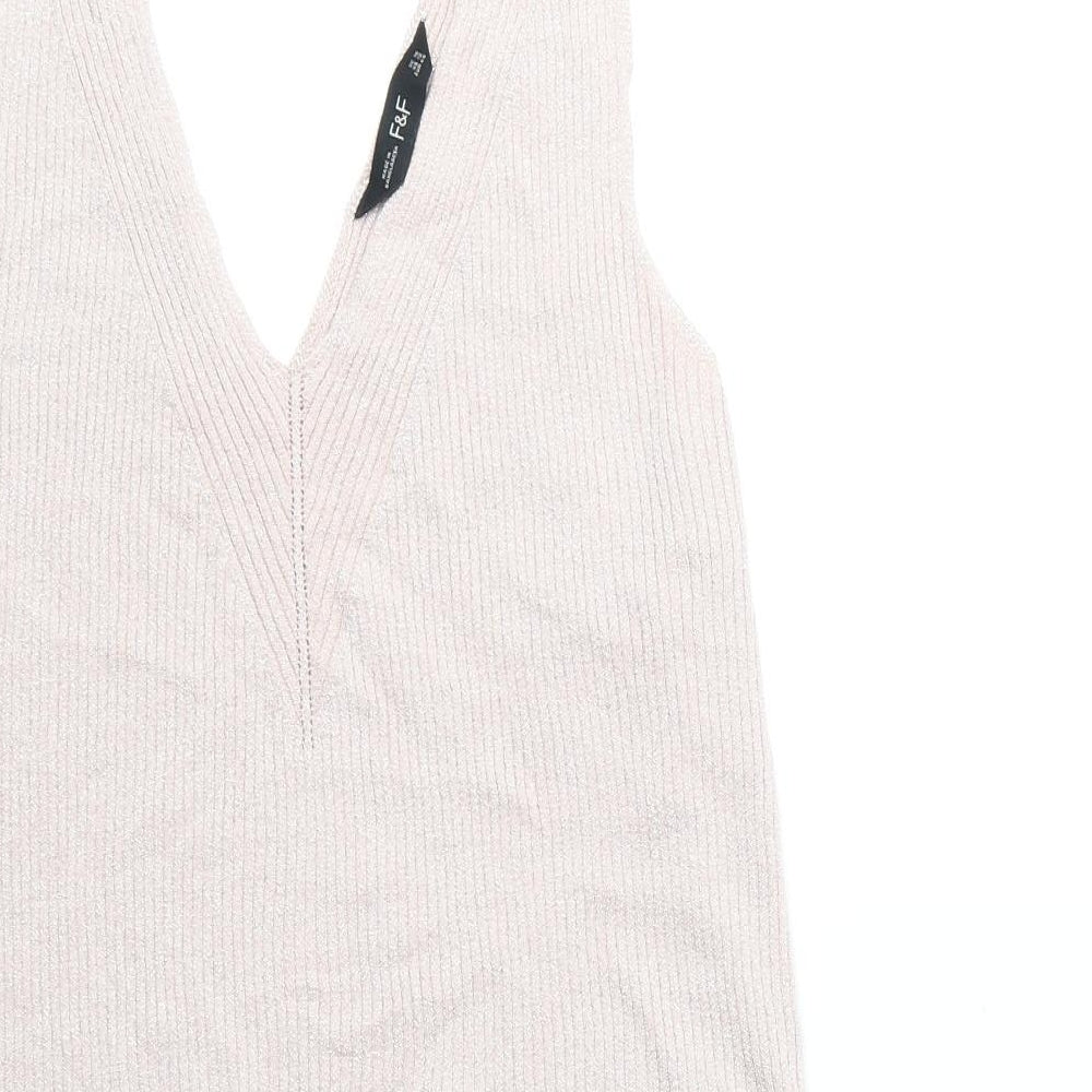 F&F Womens Pink Viscose Basic Tank Size 16 V-Neck