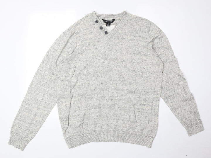 Cedar Wood State Mens Beige Round Neck Cotton Pullover Jumper Size XL