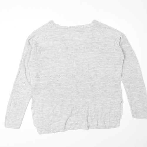 H&M Womens Grey Acrylic Basic T-Shirt Size S V-Neck