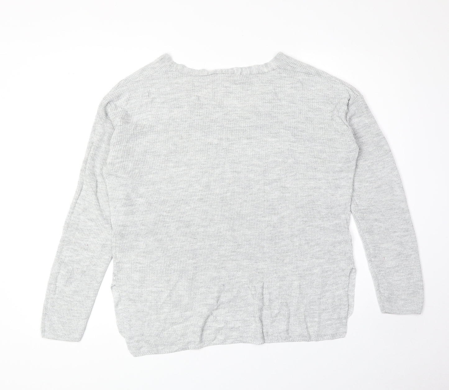 H&M Womens Grey Acrylic Basic T-Shirt Size S V-Neck