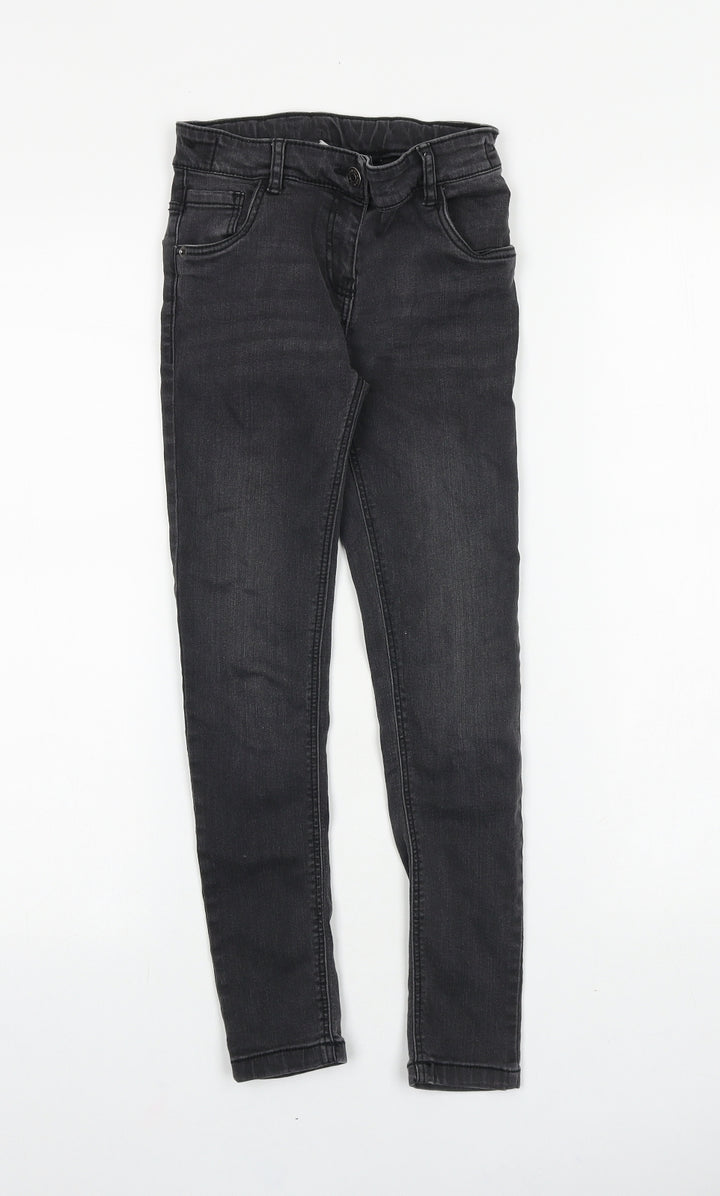 TU Girls Grey 100% Cotton Skinny Jeans Size 9 Years Regular Zip