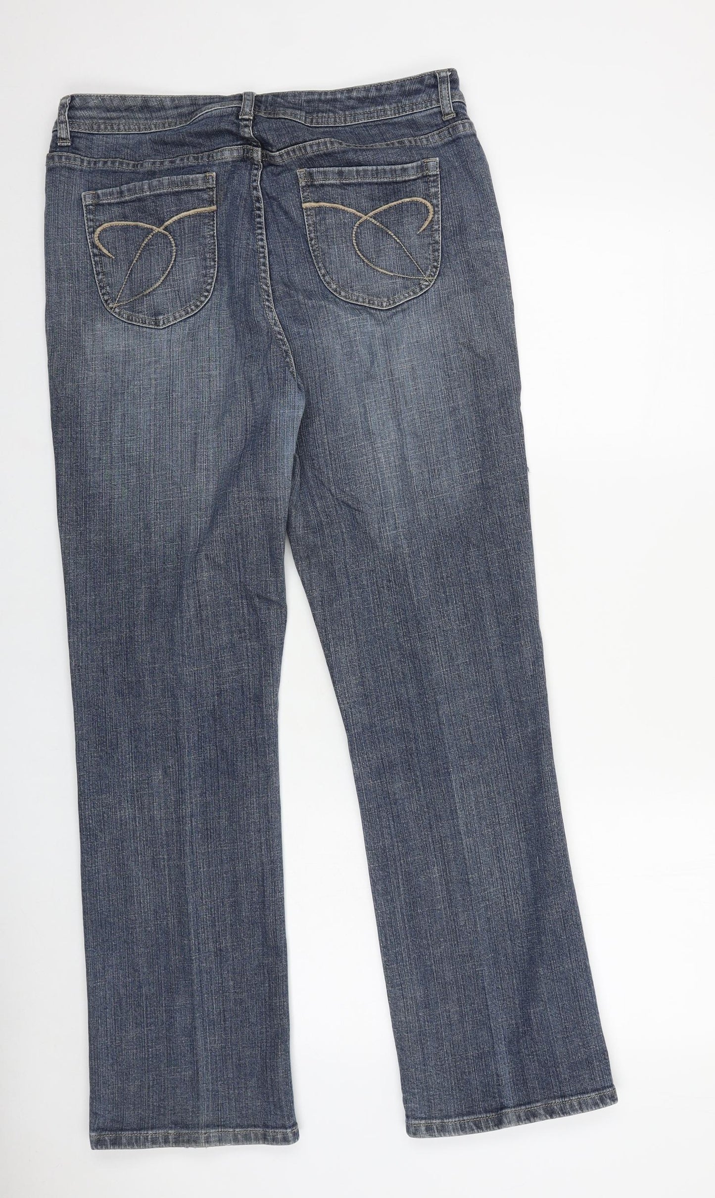 Chico's Womens Blue Cotton Straight Jeans Size 35 in L30 in Regular Zip