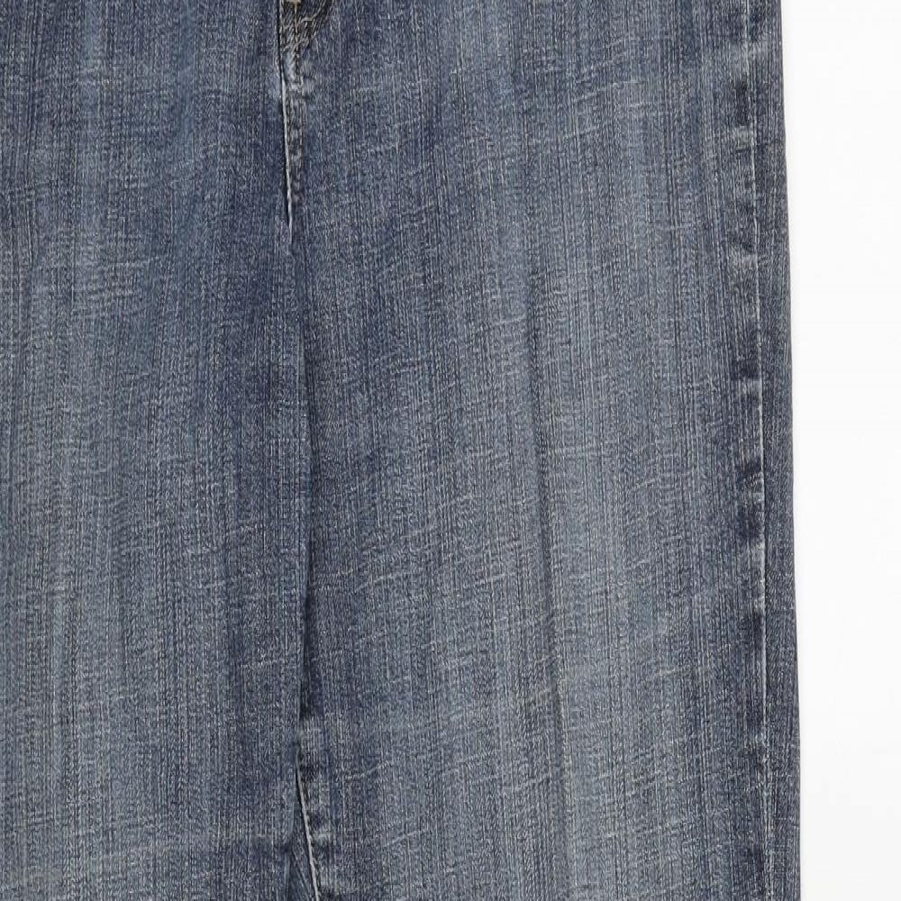 Chico's Womens Blue Cotton Straight Jeans Size 35 in L30 in Regular Zip