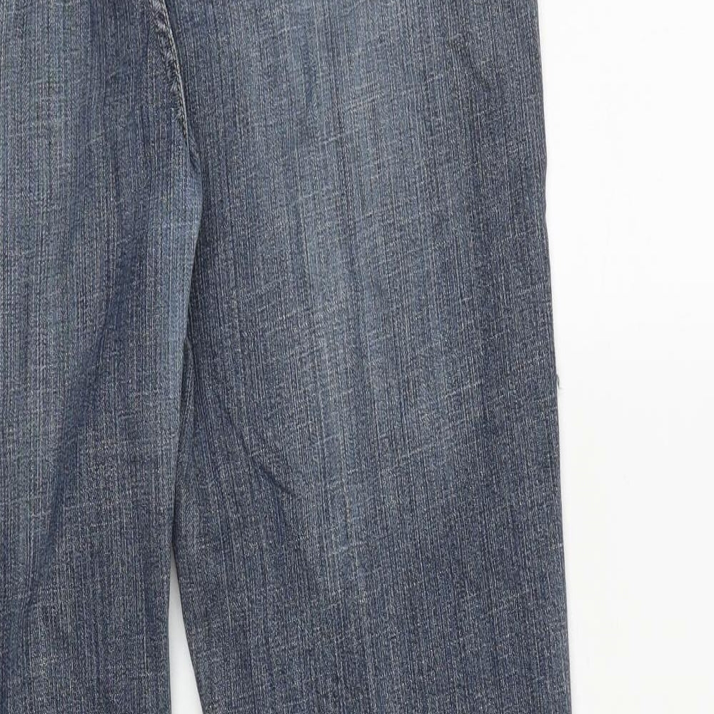Chico's Womens Blue Cotton Straight Jeans Size 35 in L30 in Regular Zip
