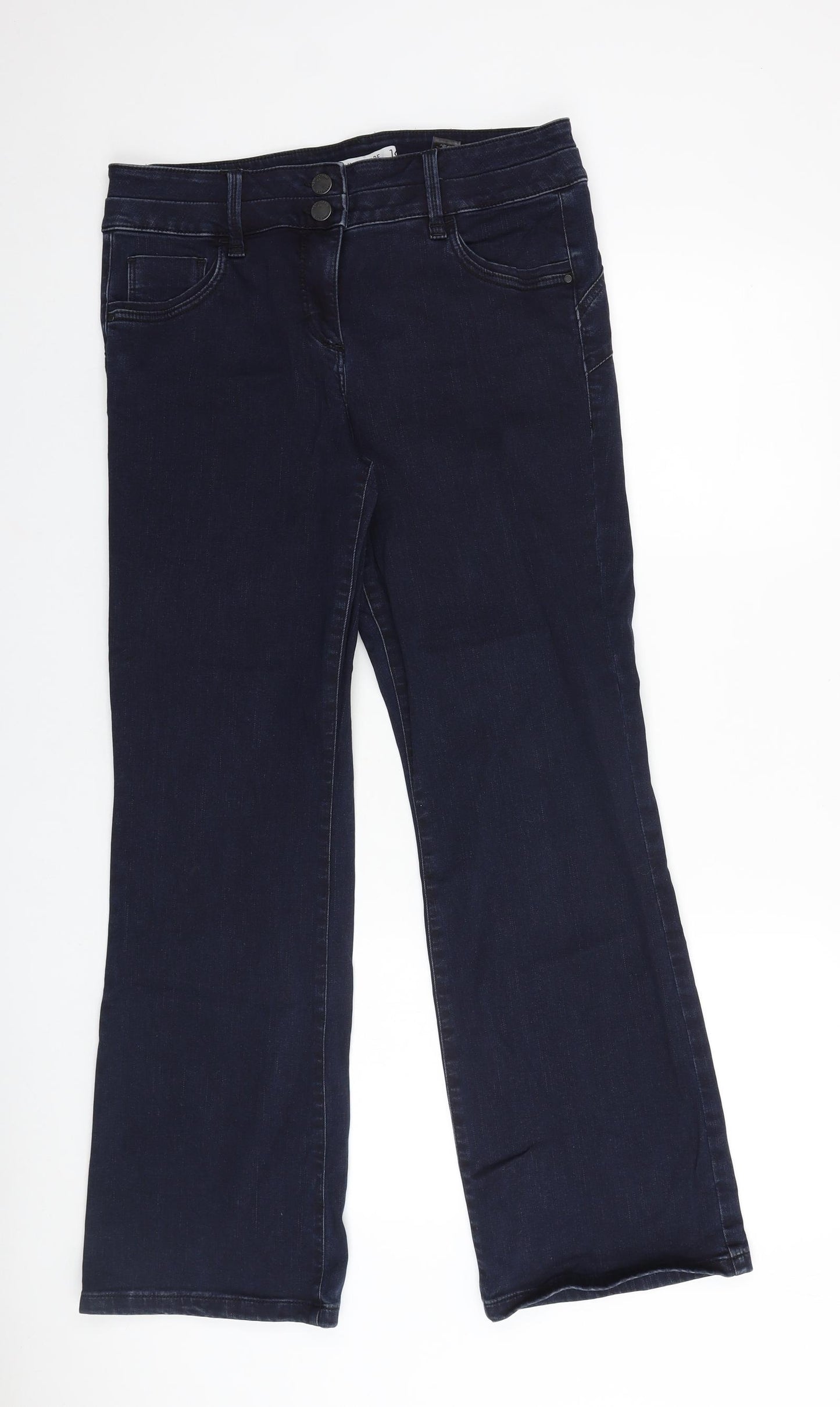 NEXT Womens Blue Cotton Straight Jeans Size 16 L30 in Regular Zip