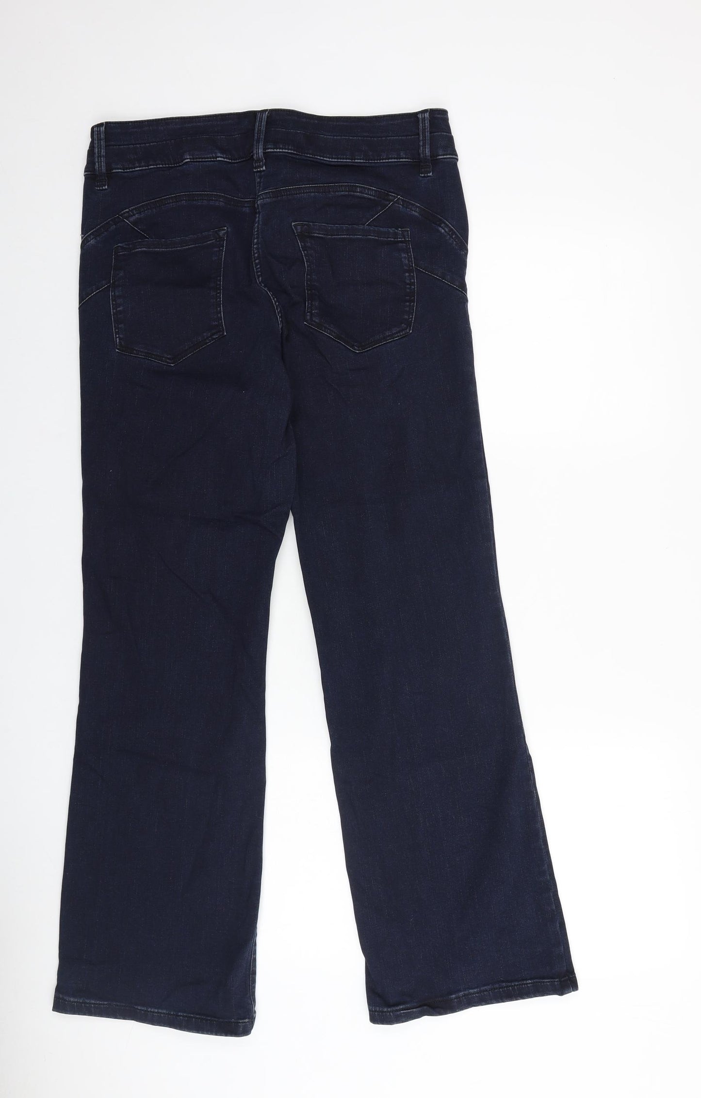 NEXT Womens Blue Cotton Straight Jeans Size 16 L30 in Regular Zip
