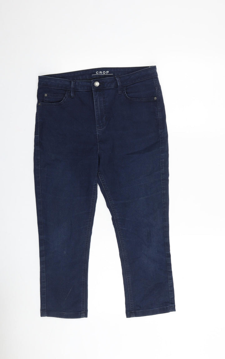 Marks and Spencer Womens Blue Cotton Skinny Jeans Size 12 Regular Tie