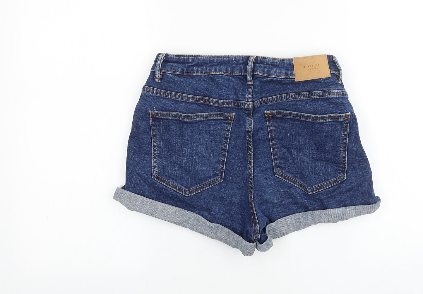 Zara Womens Blue Cotton Hot Pants Shorts Size 25 in Regular Button