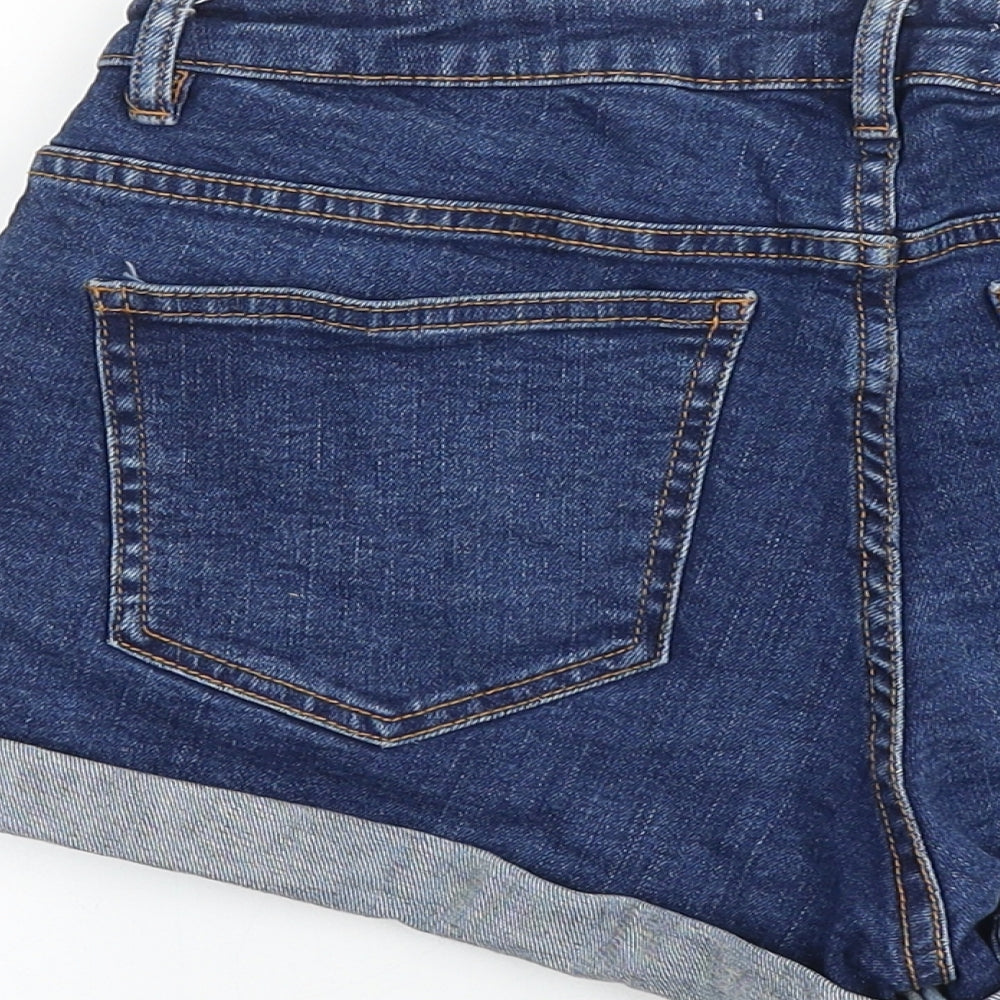 Zara Womens Blue Cotton Hot Pants Shorts Size 25 in Regular Button
