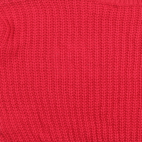 FBsister Womens Red Round Neck Acrylic Pullover Jumper Size S