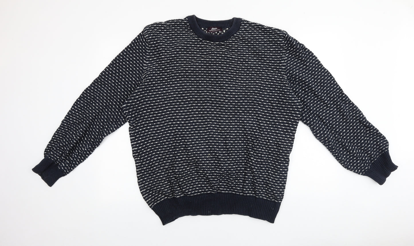 Marks and Spencer Mens Black Round Neck Geometric Acrylic Pullover Jumper Size 2XL