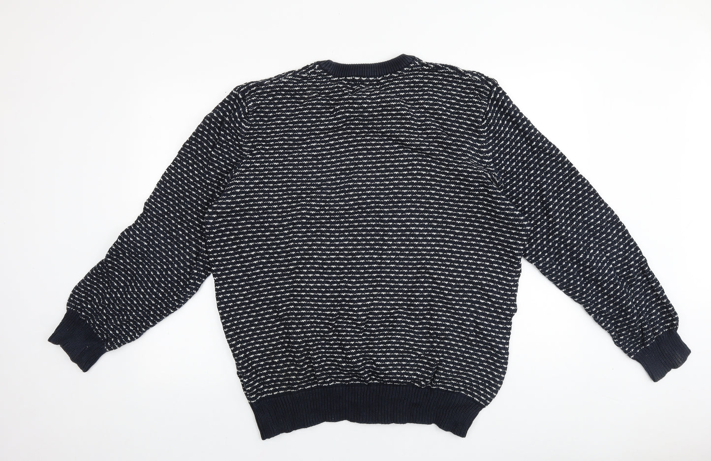 Marks and Spencer Mens Black Round Neck Geometric Acrylic Pullover Jumper Size 2XL