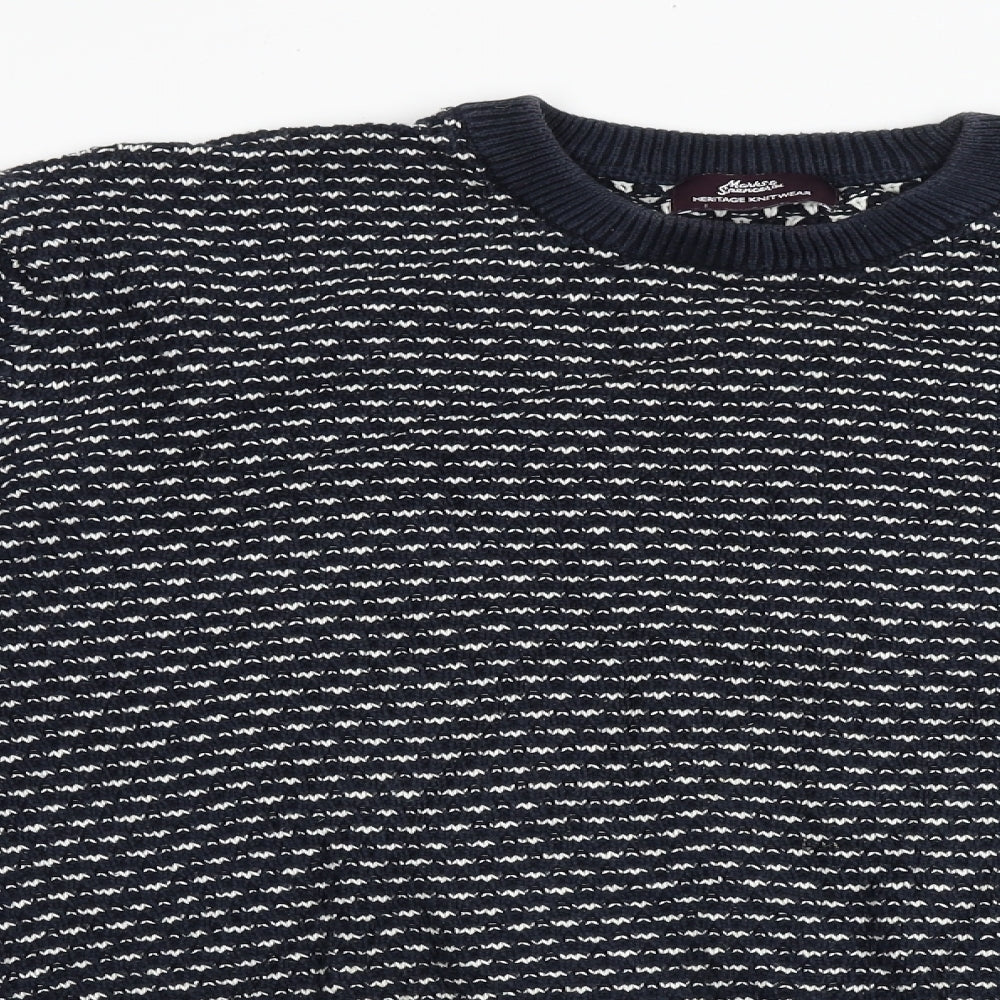 Marks and Spencer Mens Black Round Neck Geometric Acrylic Pullover Jumper Size 2XL