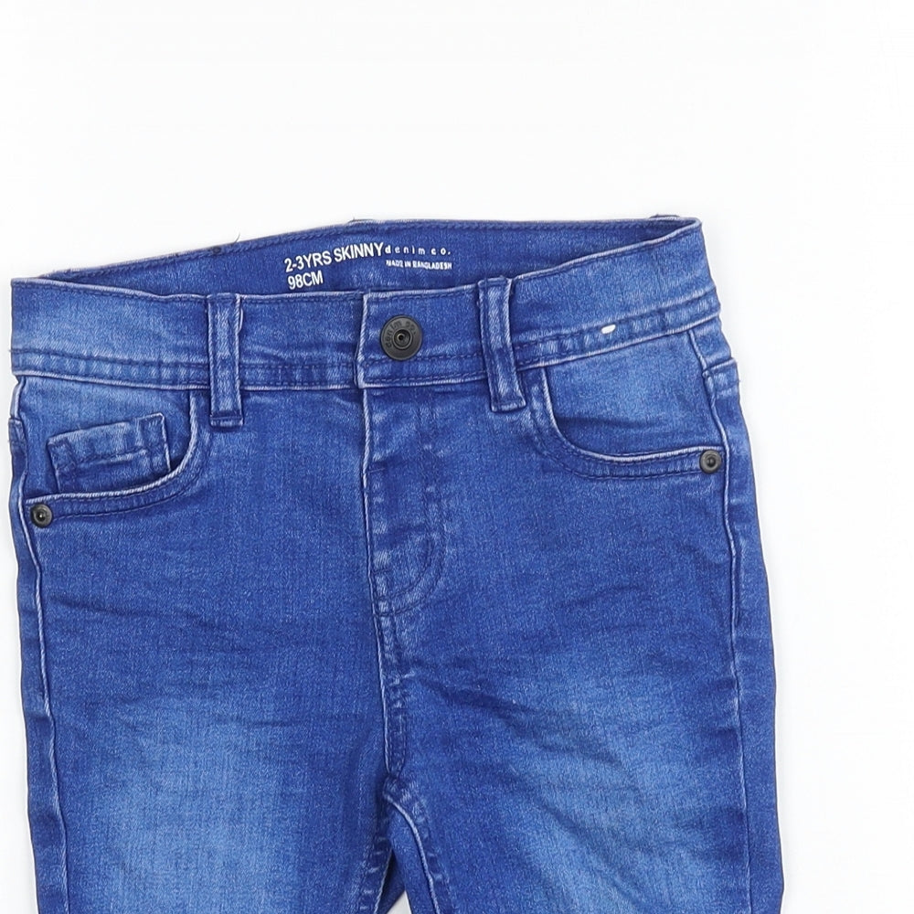 Denim & Co. Boys Blue 100% Cotton Bermuda Shorts Size 2-3 Years Regular Snap