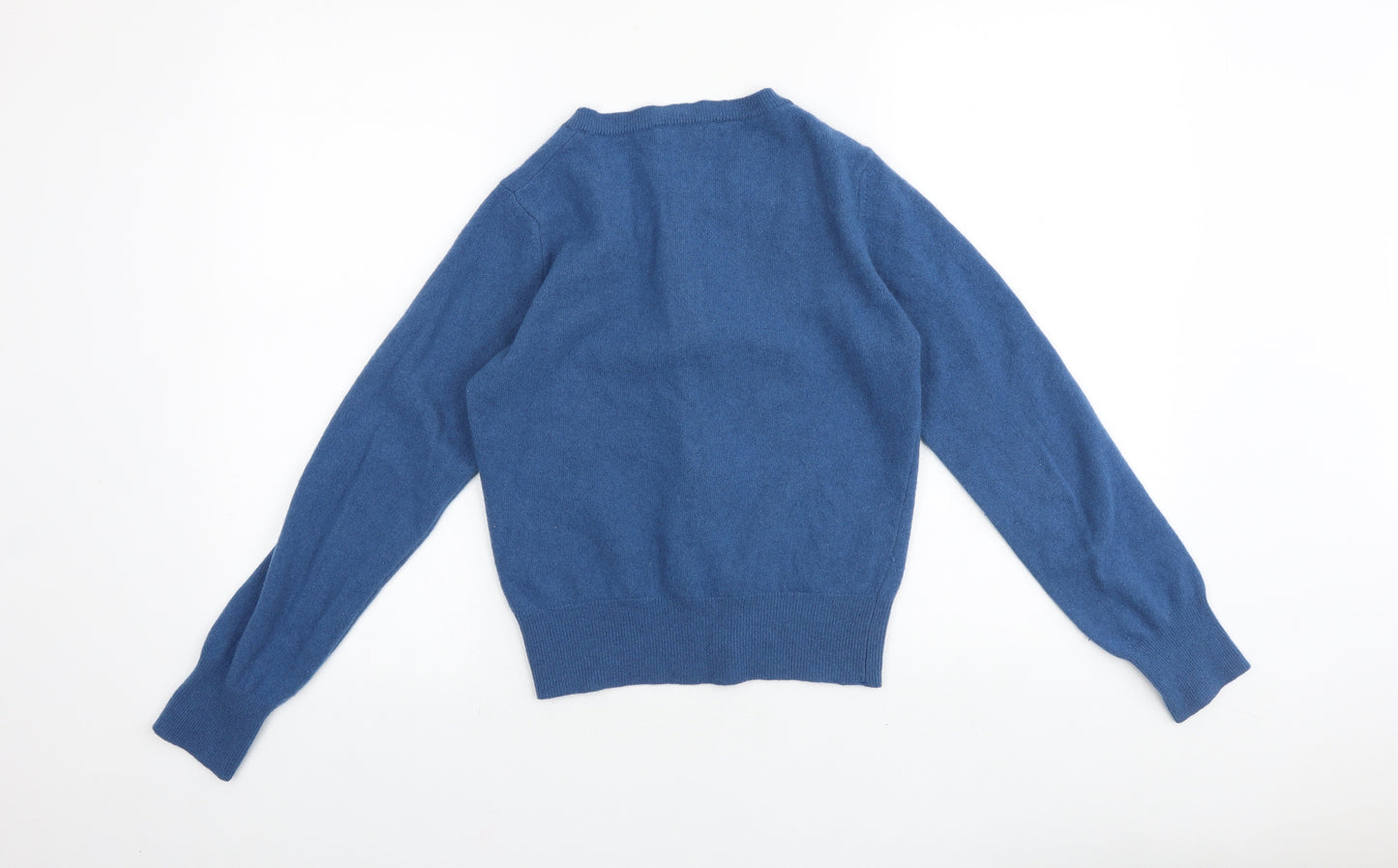 United Colors of Benetton Womens Blue Round Neck Polyester Cardigan Jumper Size M