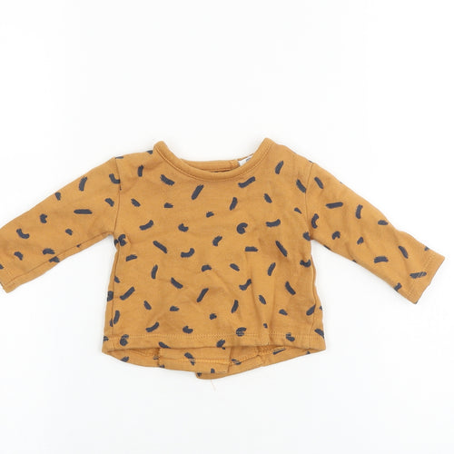 Preworn Baby Orange Geometric 100% Cotton Basic T-Shirt Size Newborn Round Neck Snap
