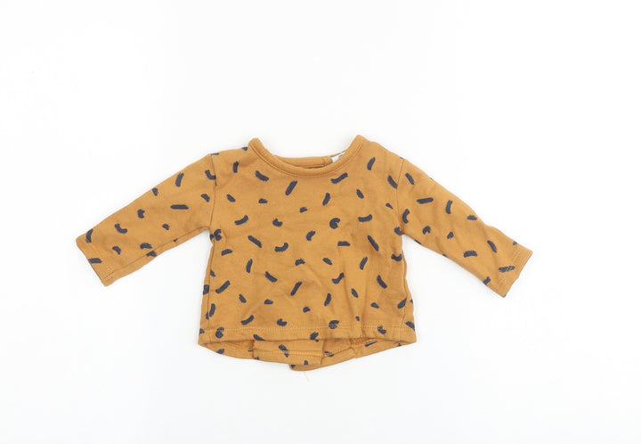 Preworn Baby Orange Geometric 100% Cotton Basic T-Shirt Size Newborn Round Neck Snap
