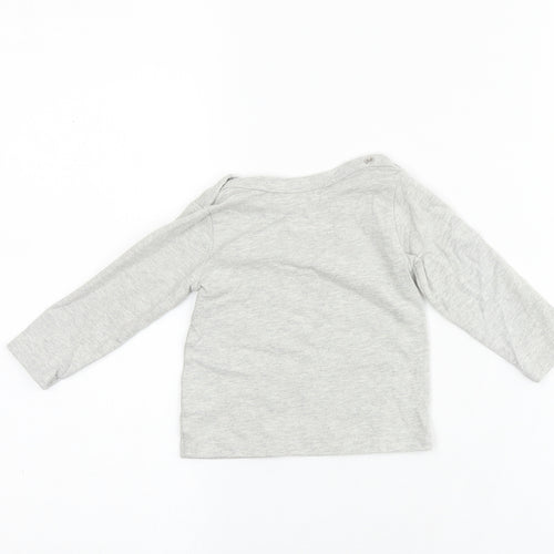 mamas & papas Grey 100% Cotton Basic T-Shirt Size 3-6 Months Round Neck Snap