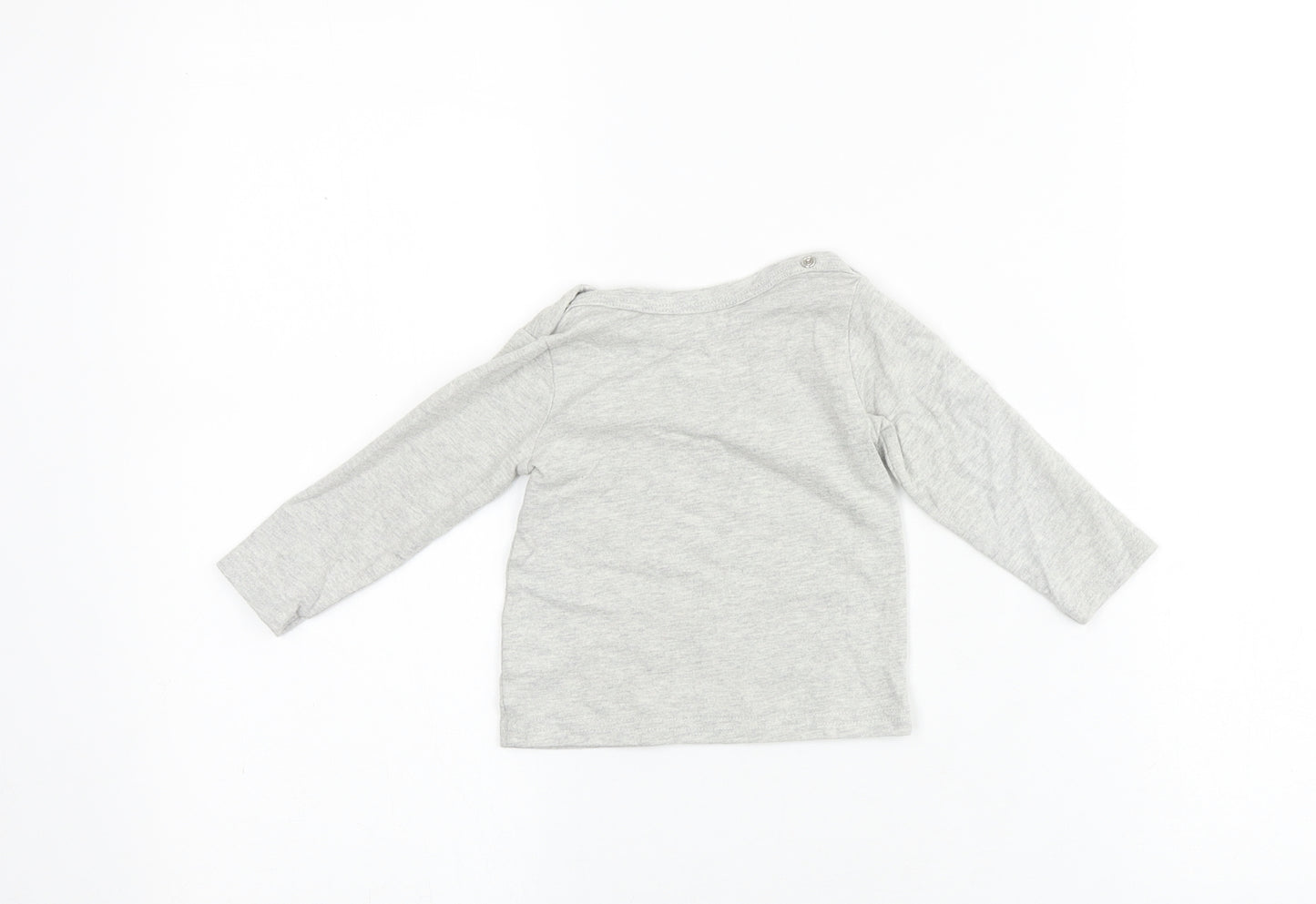 mamas & papas Grey 100% Cotton Basic T-Shirt Size 3-6 Months Round Neck Snap