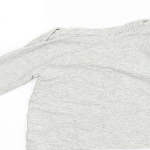 mamas & papas Grey 100% Cotton Basic T-Shirt Size 3-6 Months Round Neck Snap