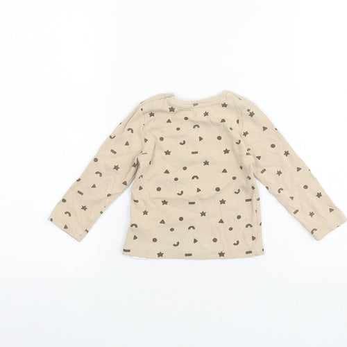 Primark Baby Beige Geometric 100% Cotton Basic T-Shirt Size 12-18 Months Round Neck Pullover