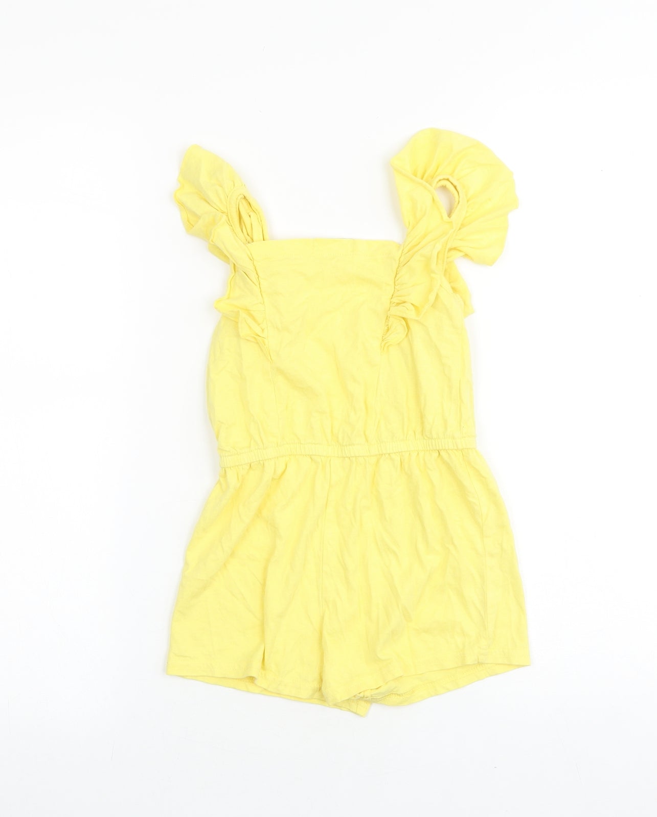 Primark Girls Yellow 100% Cotton Jumpsuit One-Piece Size 3-4 Years Pullover