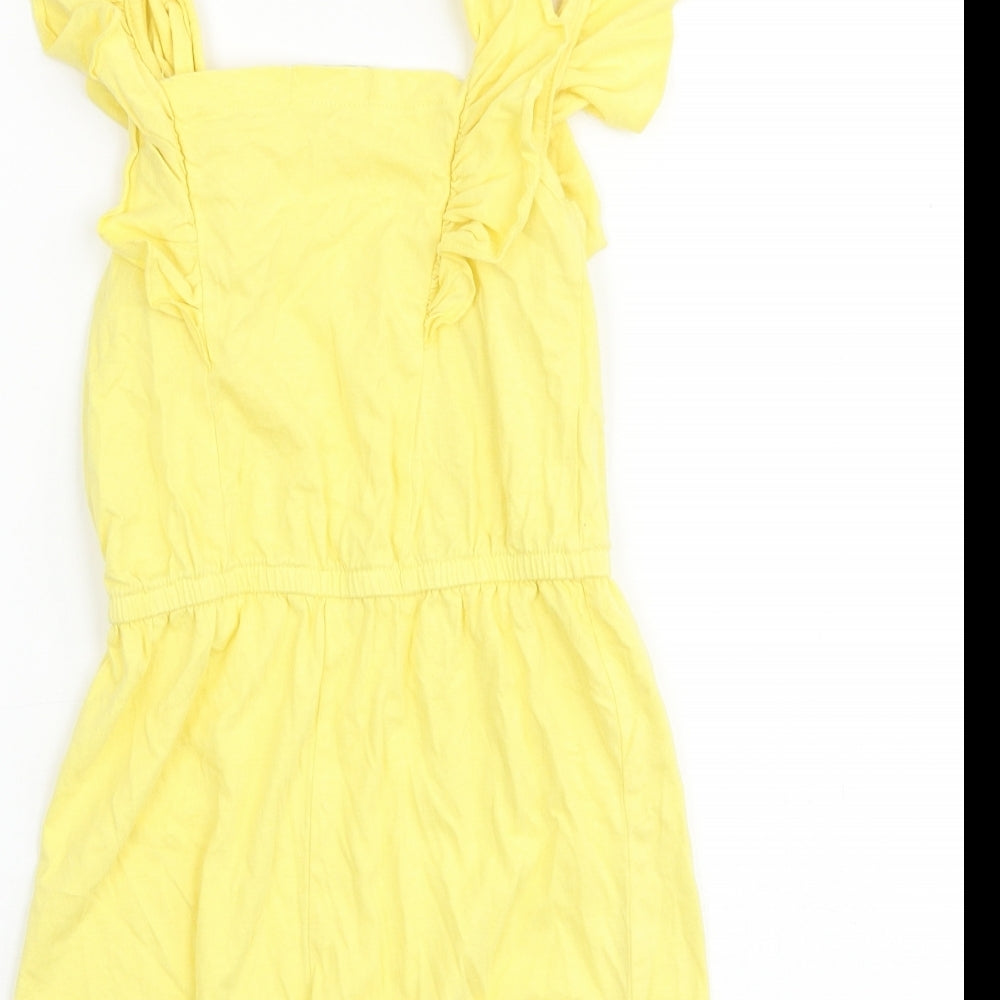 Primark Girls Yellow 100% Cotton Jumpsuit One-Piece Size 3-4 Years Pullover
