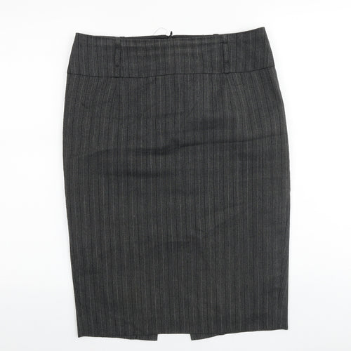 Zara Womens Grey Striped Polyester Straight & Pencil Skirt Size L Zip