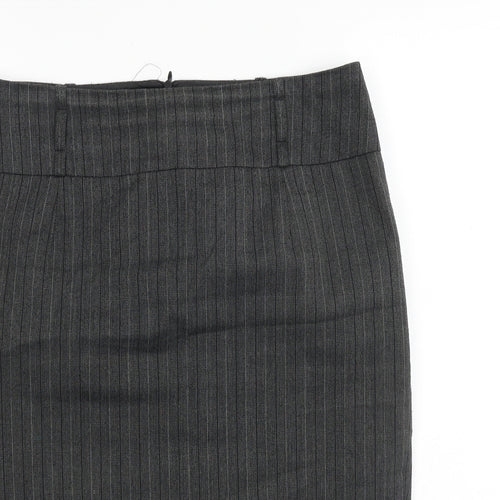 Zara Womens Grey Striped Polyester Straight & Pencil Skirt Size L Zip