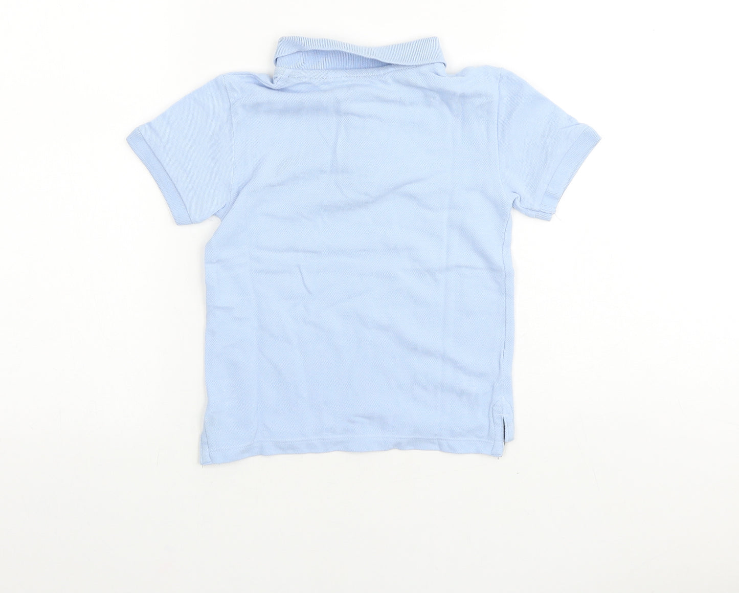 Zara Boys Blue 100% Cotton Basic Polo Size 3-4 Years Collared Button