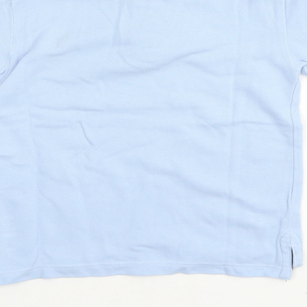 Zara Boys Blue 100% Cotton Basic Polo Size 3-4 Years Collared Button