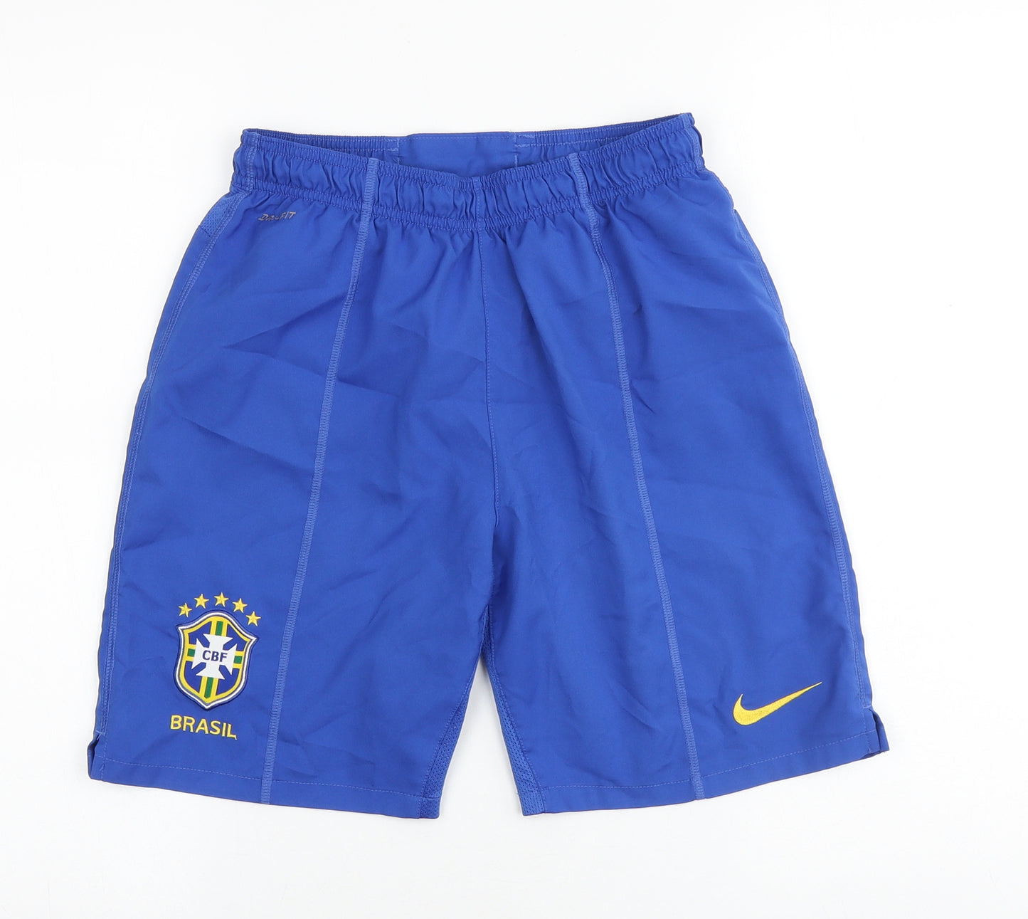 Nike Mens Blue Polyester Athletic Shorts Size L Regular Tie - Brazil Football Team
