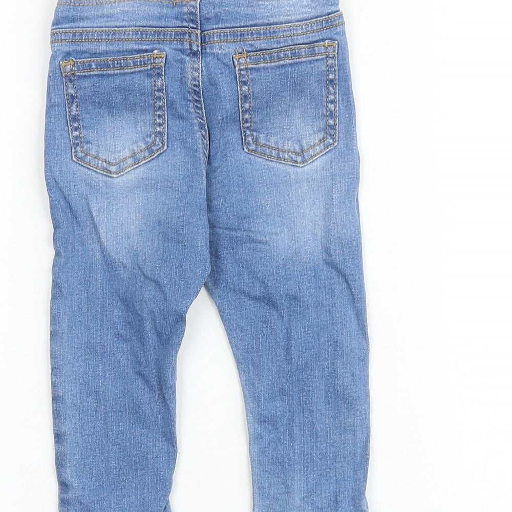 F&F Baby Blue Striped 100% Cotton Jogger Jeans Size 6-9 Months Tie
