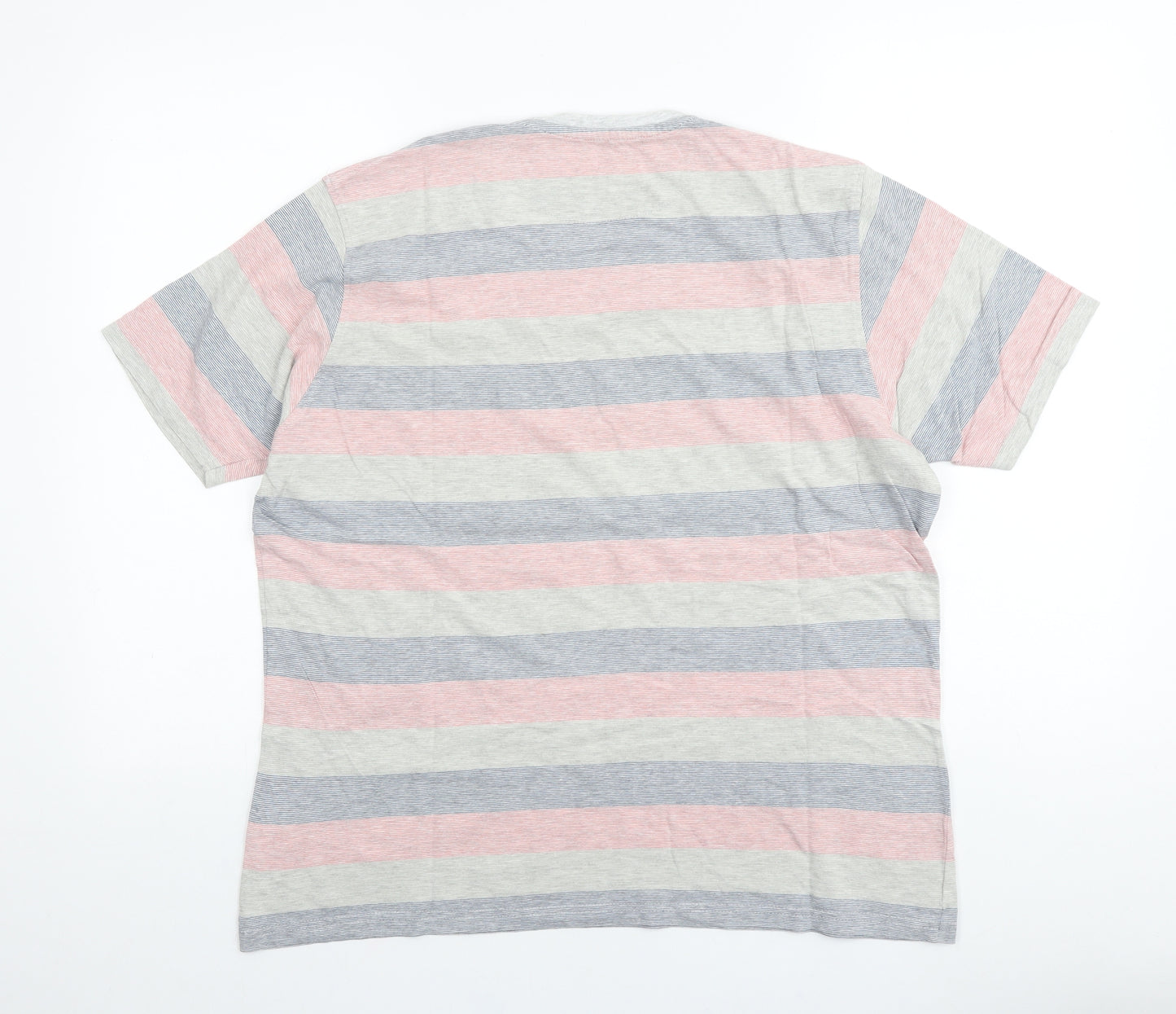JAMES PRINGLE Mens Multicoloured Striped Cotton T-Shirt Size M Round Neck