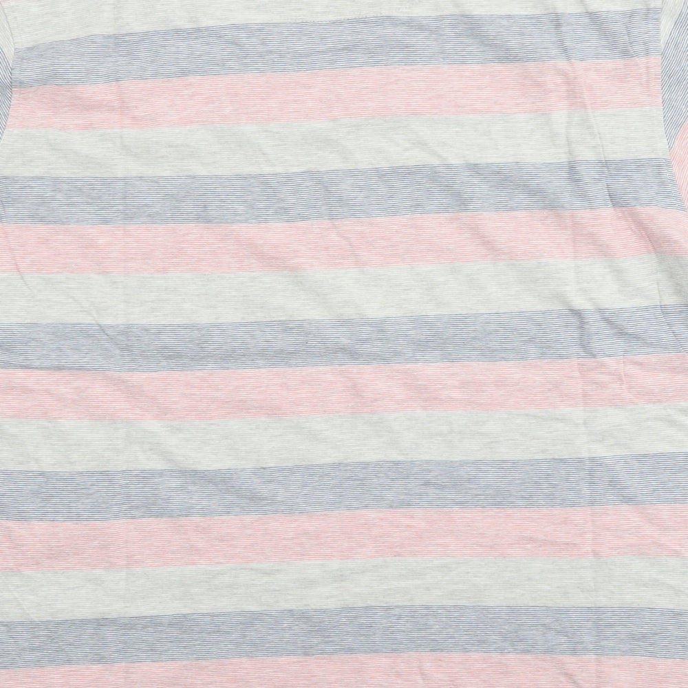 JAMES PRINGLE Mens Multicoloured Striped Cotton T-Shirt Size M Round Neck