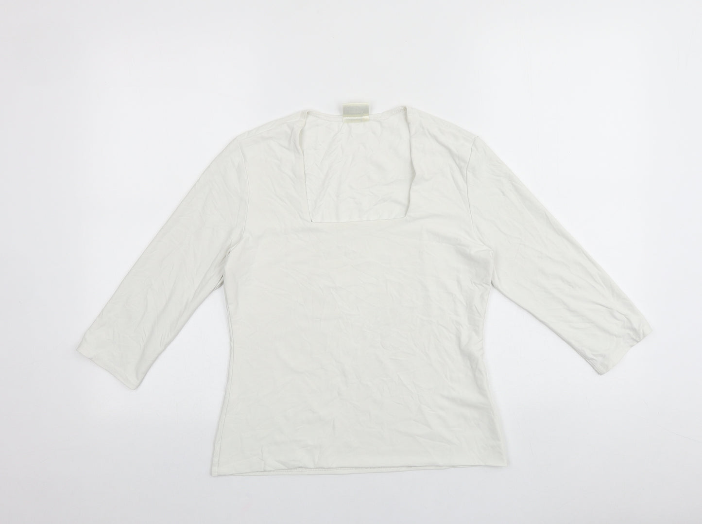 Kaliko Womens White Viscose Basic Blouse Size 12 Square Neck
