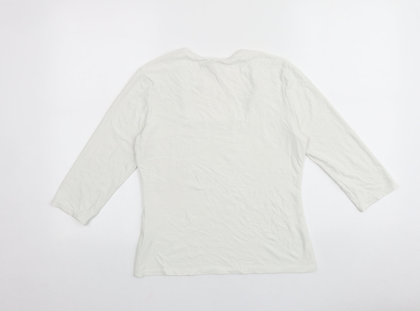 Kaliko Womens White Viscose Basic Blouse Size 12 Square Neck