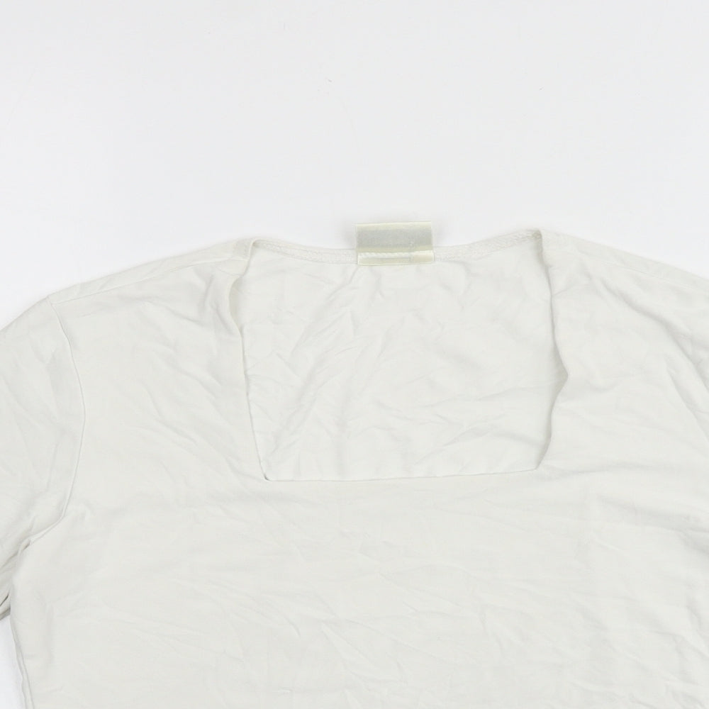 Kaliko Womens White Viscose Basic Blouse Size 12 Square Neck
