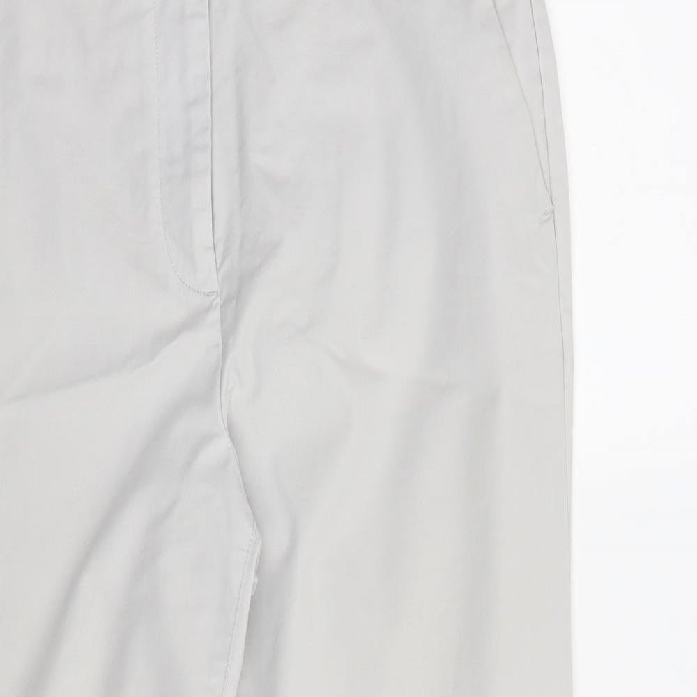 Marks and Spencer Womens Grey Cotton Chino Trousers Size 10 L26 in Regular Zip