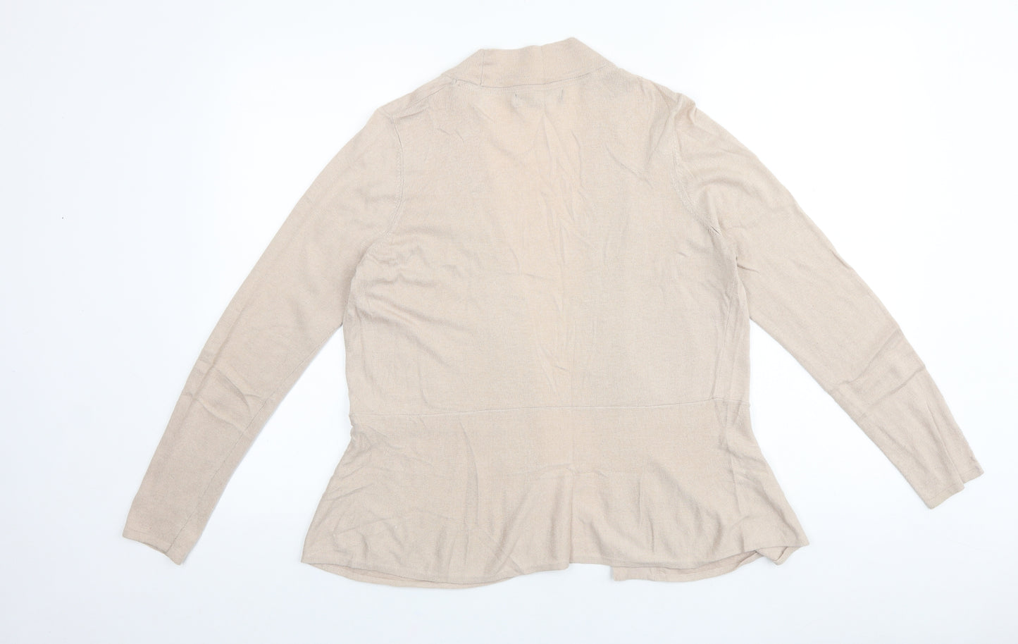 Marks and Spencer Womens Beige V-Neck Cotton Cardigan Jumper Size 14