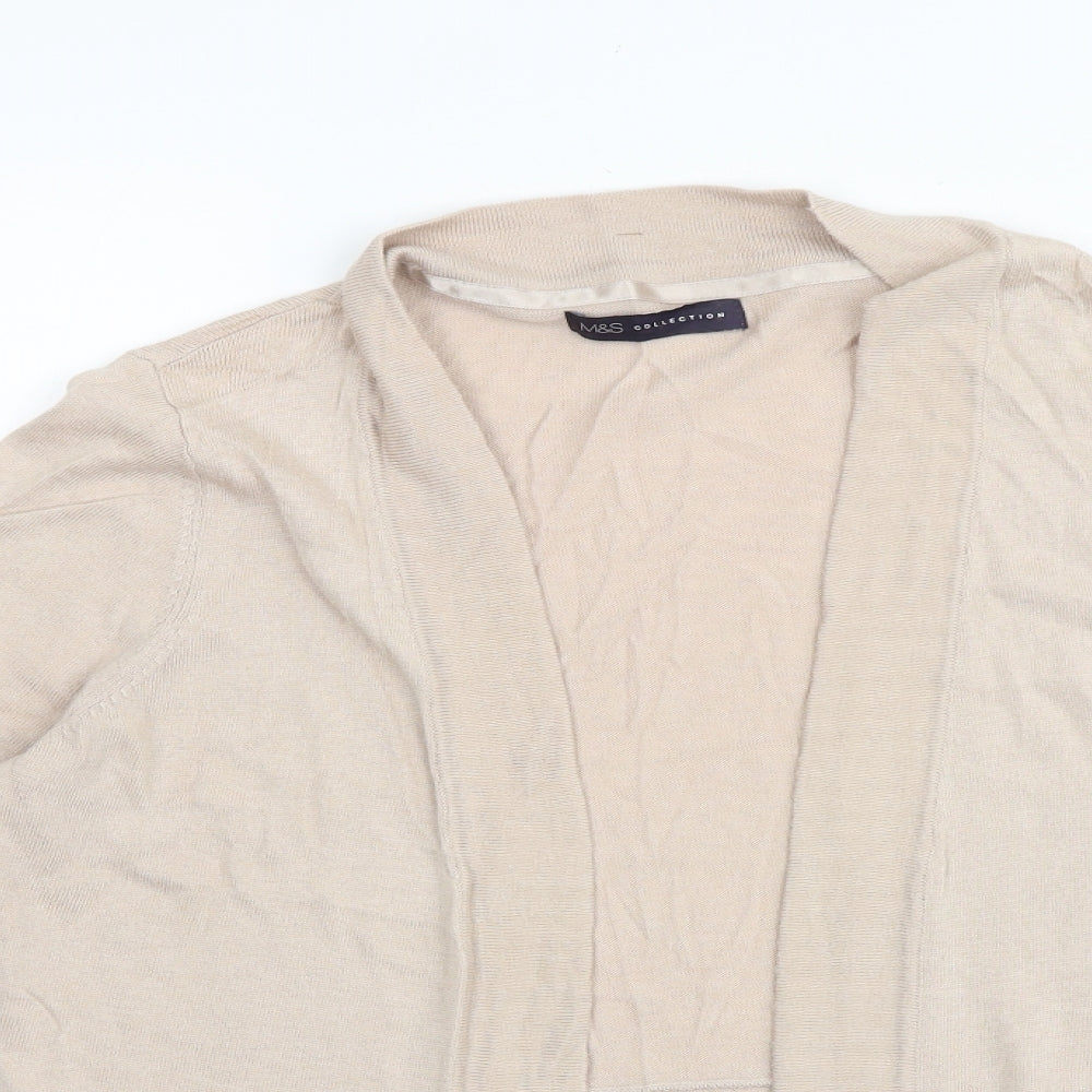 Marks and Spencer Womens Beige V-Neck Cotton Cardigan Jumper Size 14