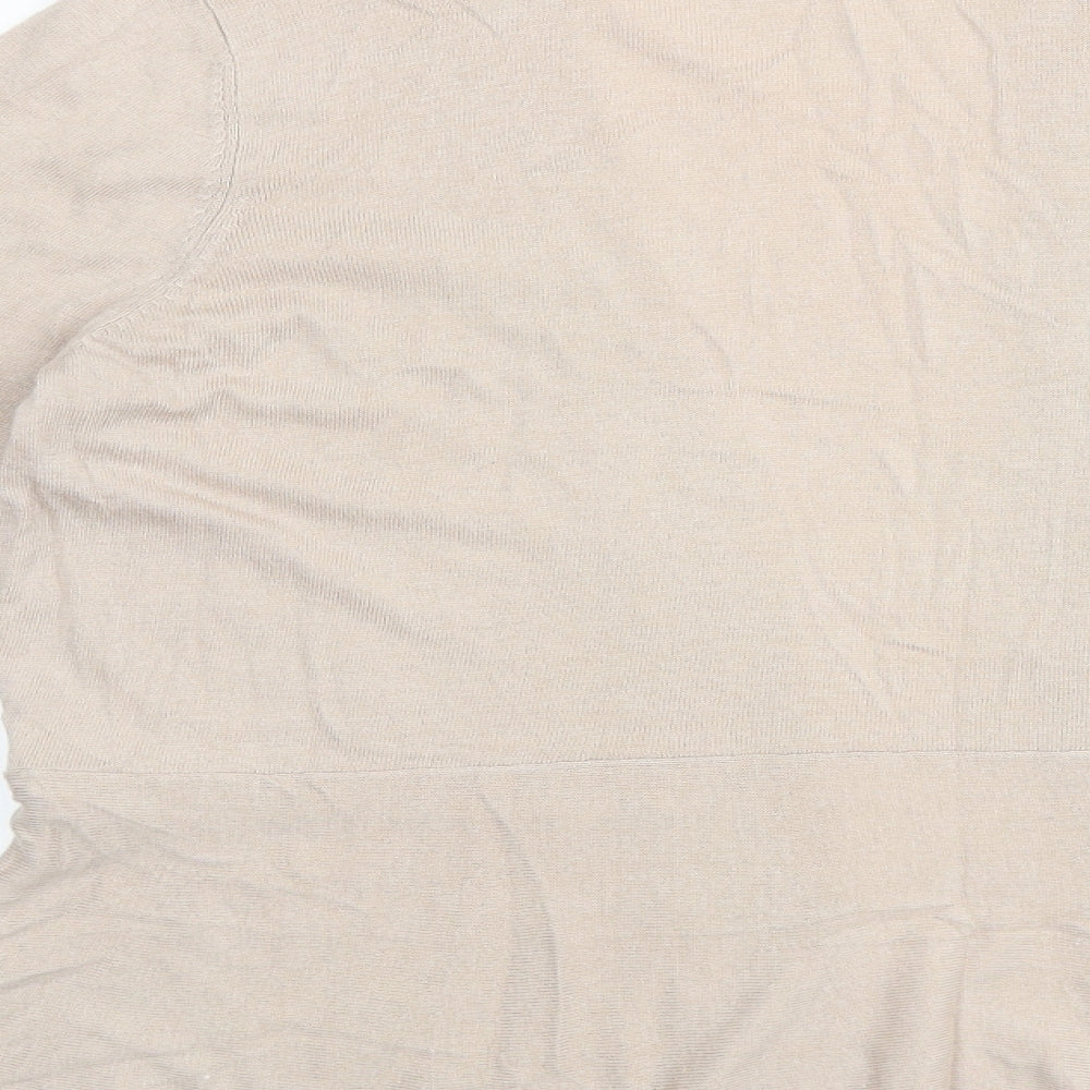 Marks and Spencer Womens Beige V-Neck Cotton Cardigan Jumper Size 14