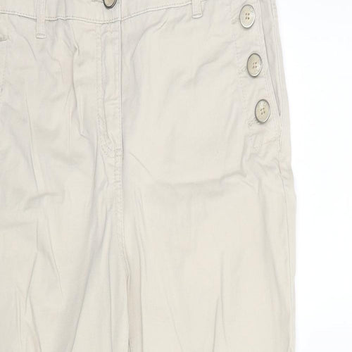 Maine Womens Beige Cotton Cropped Trousers Size 12 L24 in Regular Zip