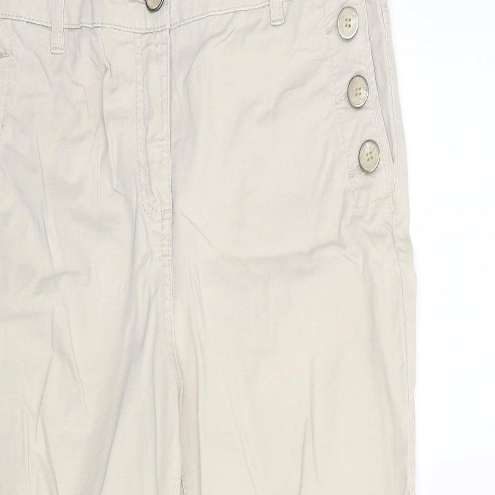 Maine Womens Beige Cotton Cropped Trousers Size 12 L24 in Regular Zip
