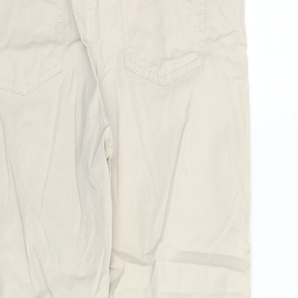 Maine Womens Beige Cotton Cropped Trousers Size 12 L24 in Regular Zip