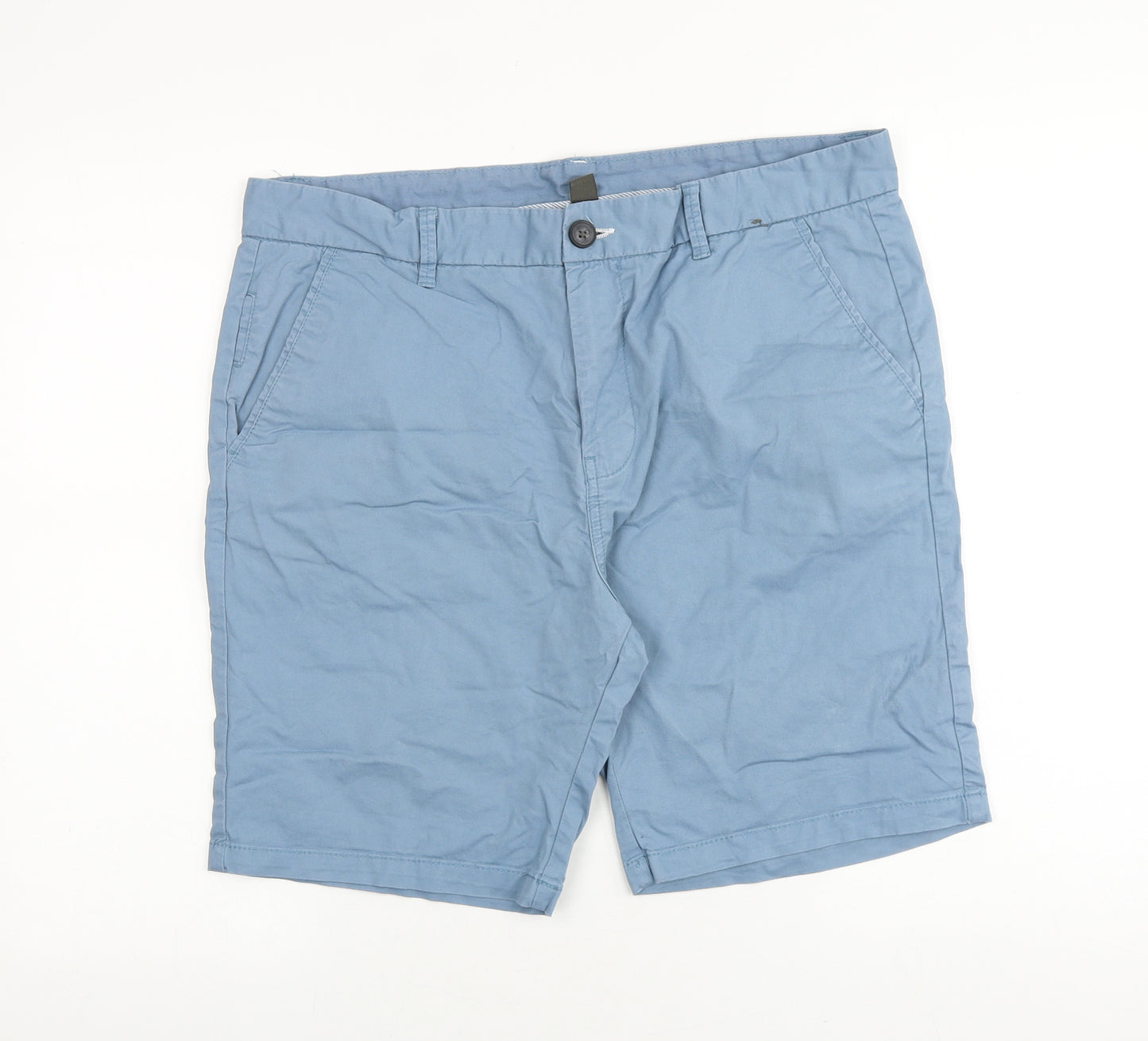 Primark Mens Blue Cotton Chino Shorts Size 36 in L9 in Regular Zip